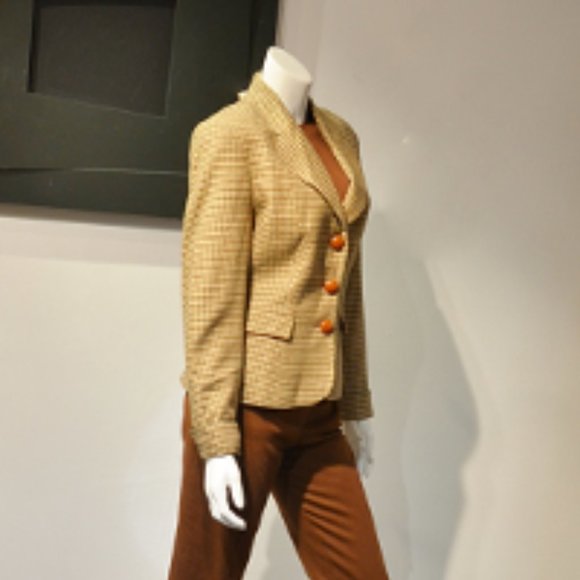 Mini Houndstooth Wool Button Front Jacket - Picture 7 of 9